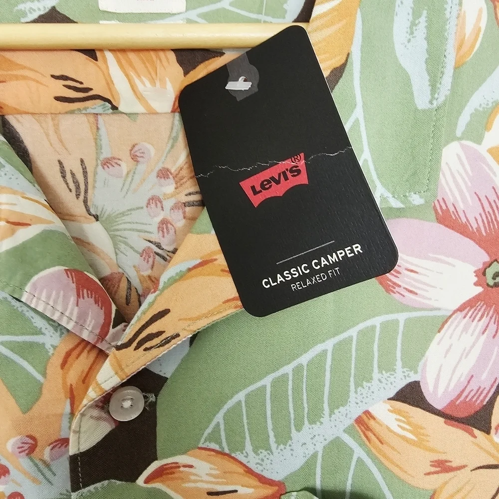 NWT Levi's Short Sleeve Classic Printed Camper Button Down Men's Shirt Size XXL